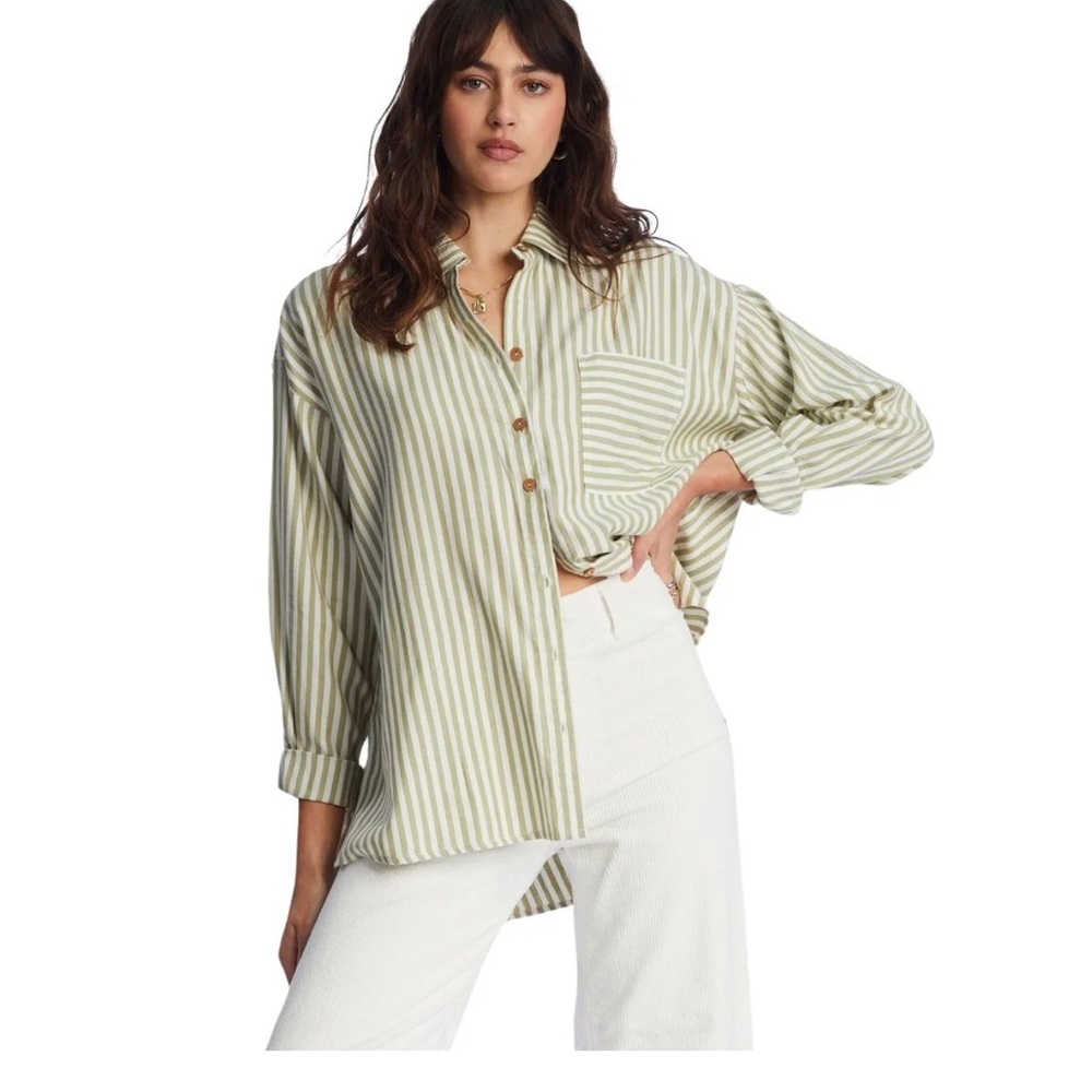 Road Trippin Long Sleeve Button Down Avocado